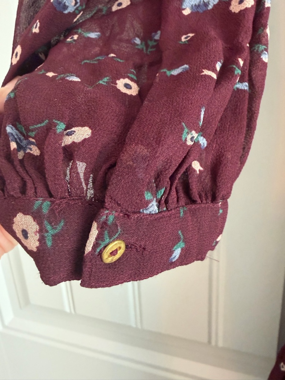 ULLA JOHNSON Gita Silk Embroidered Floral Drop Waist Boho Dress Bordeaux Size 6 - Picture 8 of 16